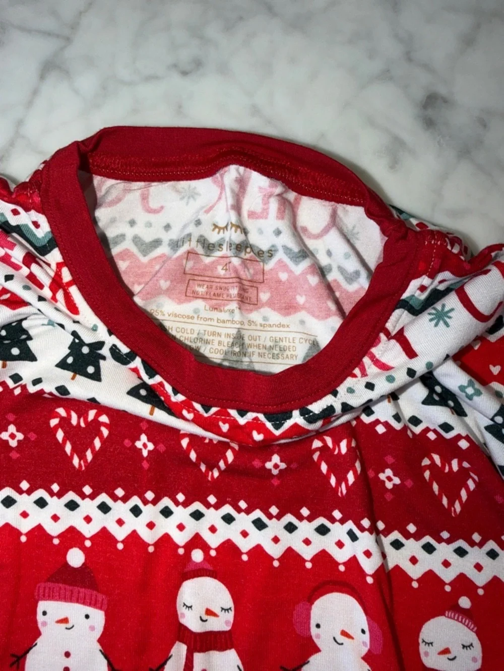 Little Sleepies Red and White 'Cheer Joy Merry' Holiday Pajama Set 4T